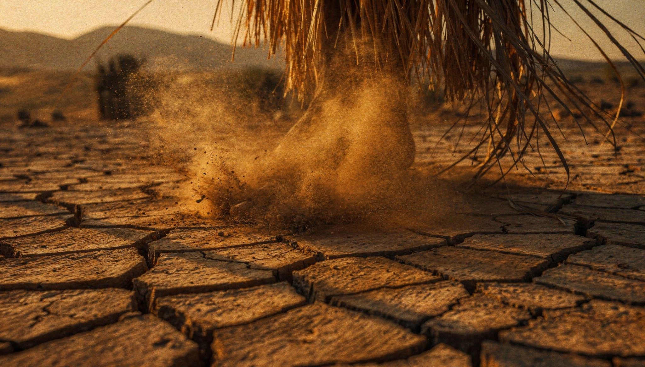 Terra seca e poeira sob a palha de Omulu