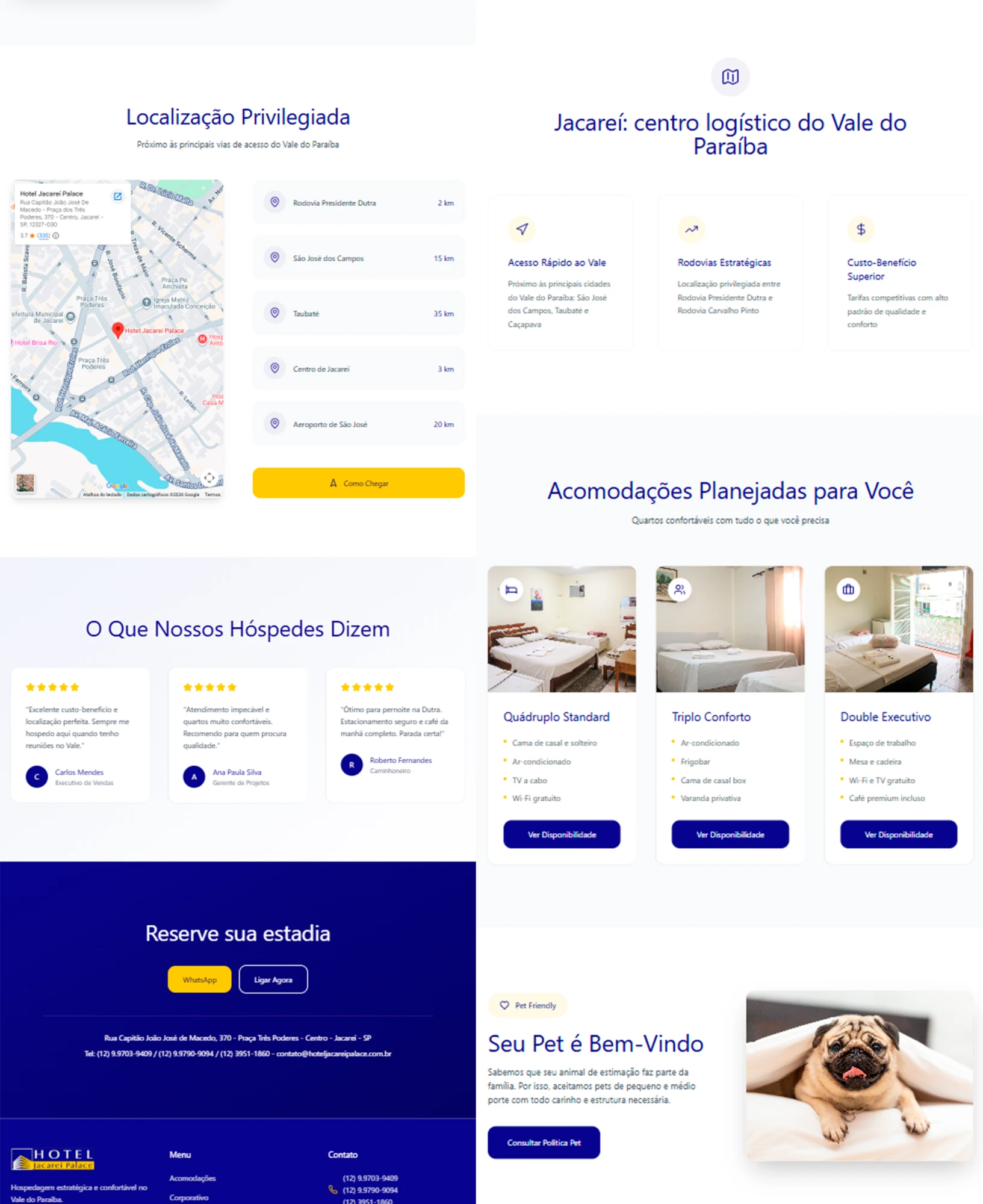 A one page inteira em duas colunas, com os blocos brancos e as faixas em azul