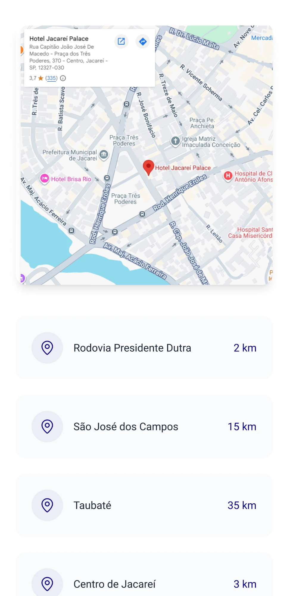 Localização do hotel no mapa